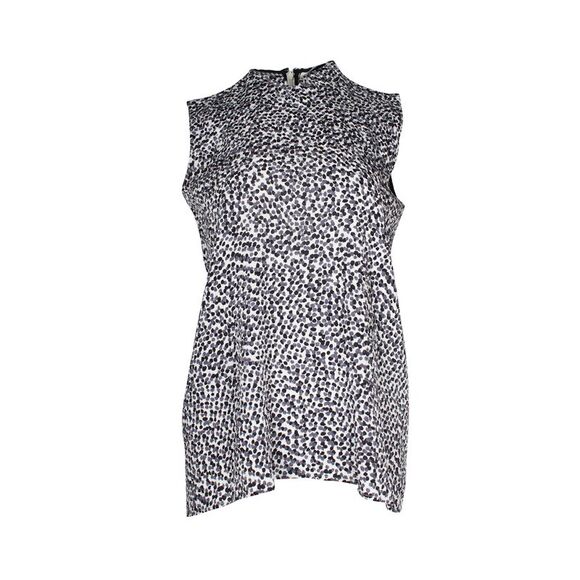 Celine Sleeveless Polka Dot Top in Grey Silk